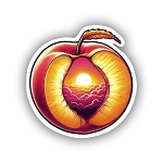 Georgia Peach Split Open with Sunset Inside Dreamy Southern Fruit and Landscape Fusion Sticker (Peel N' Stick)